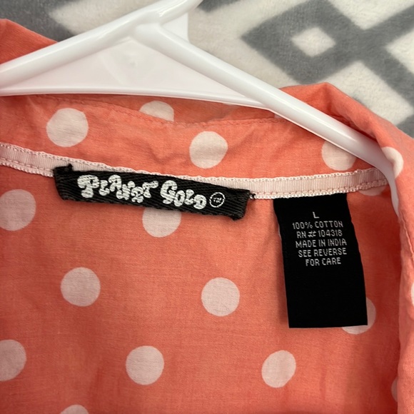 Planet Gold Peach Polka-Dot Button Down - Picture 3 of 3